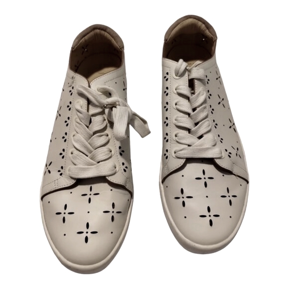 Joie Women's Deely Sneakers Size 38 Beige Lace Up Eyelet Details Casual Shoes - Picture 2 of 7